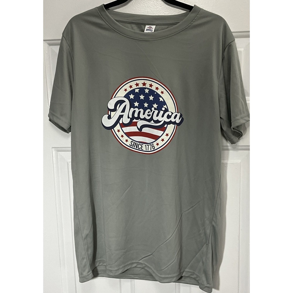 Patriotic Red/White/Blue America Since 1776 Grey Shirt Men's Large